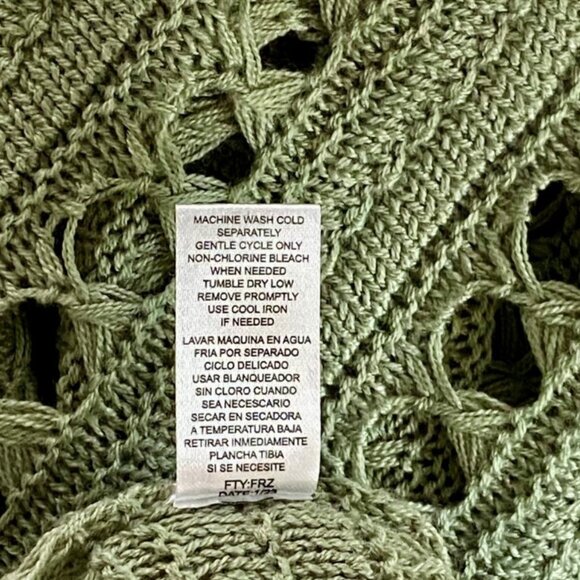 Jolie & Joy Green Open Knit Sleeveless Cardigan Tassels Junior's Size Medium NEW - Picture 8 of 9